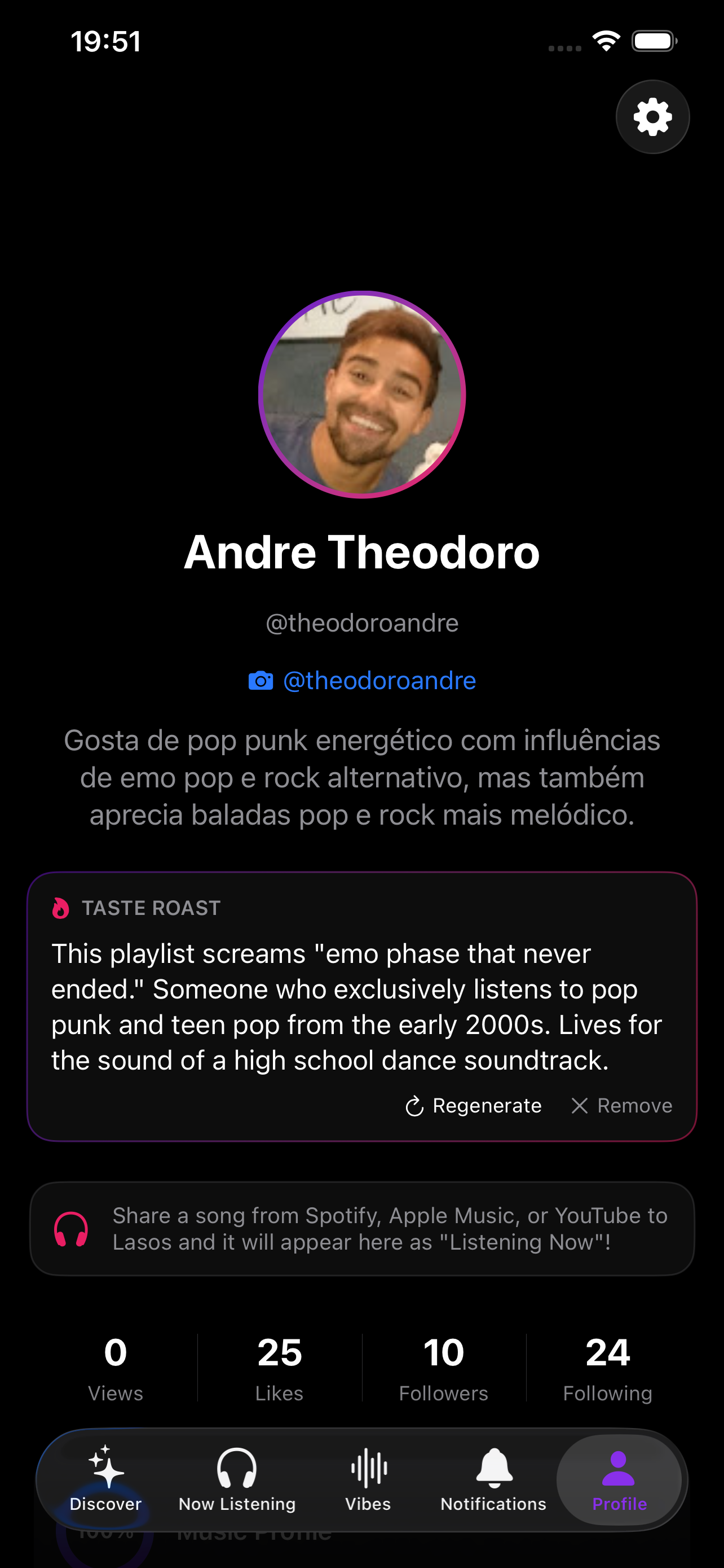 Profile with AI Taste Roast